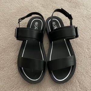 New in Box Black Slingback Sandals
